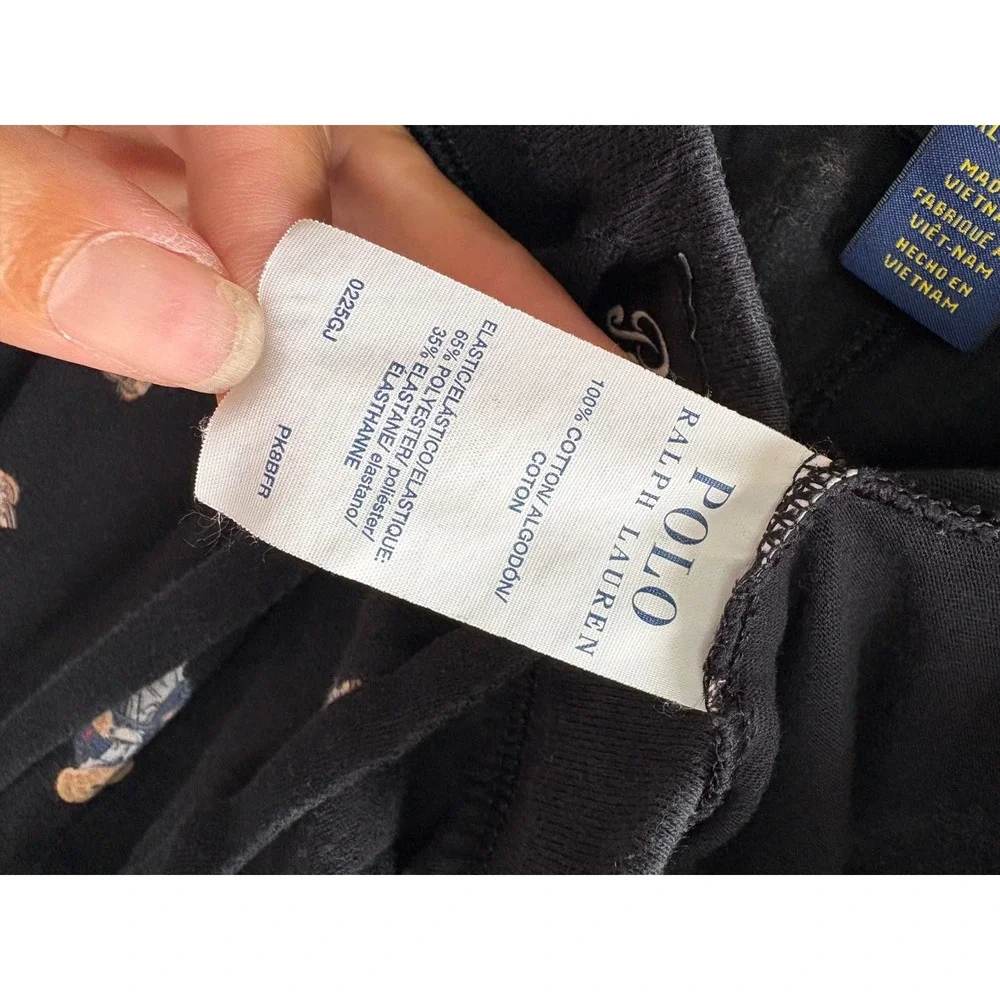 Polo Ralph Lauren Mens XL Black Polo Bear Cotton Jersey Pajama Sleep Pants